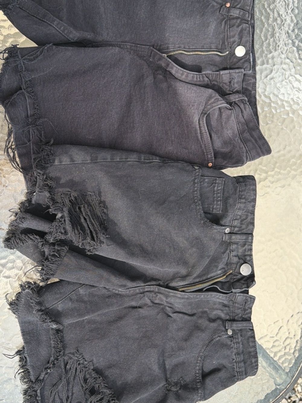 Cotton On Black High Waist Frayed Denim Shorts